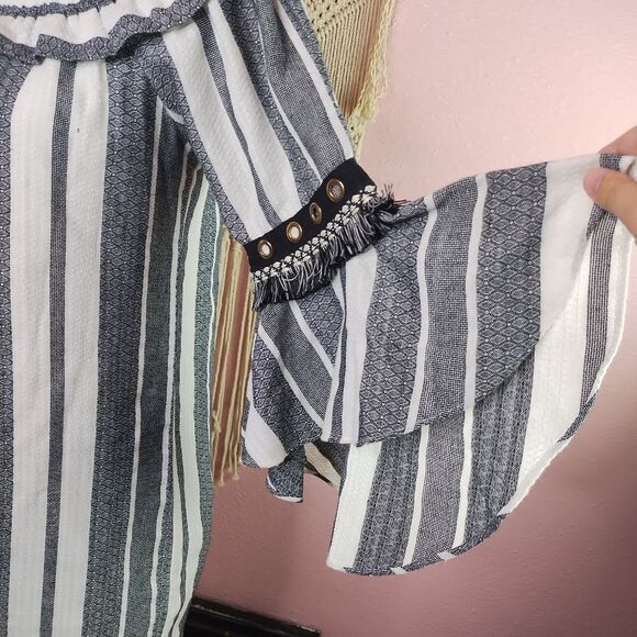 Misa Los Angeles| Striped Ruffle Sleeve Mini Dress Medium - Picture 5 of 8